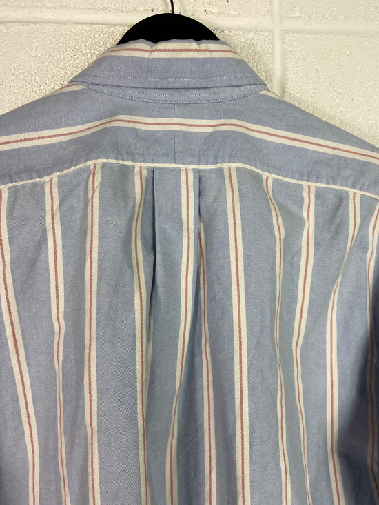 VTG Polo Ralph Lauren Blue Striped Button Up Shirt Sz M/L