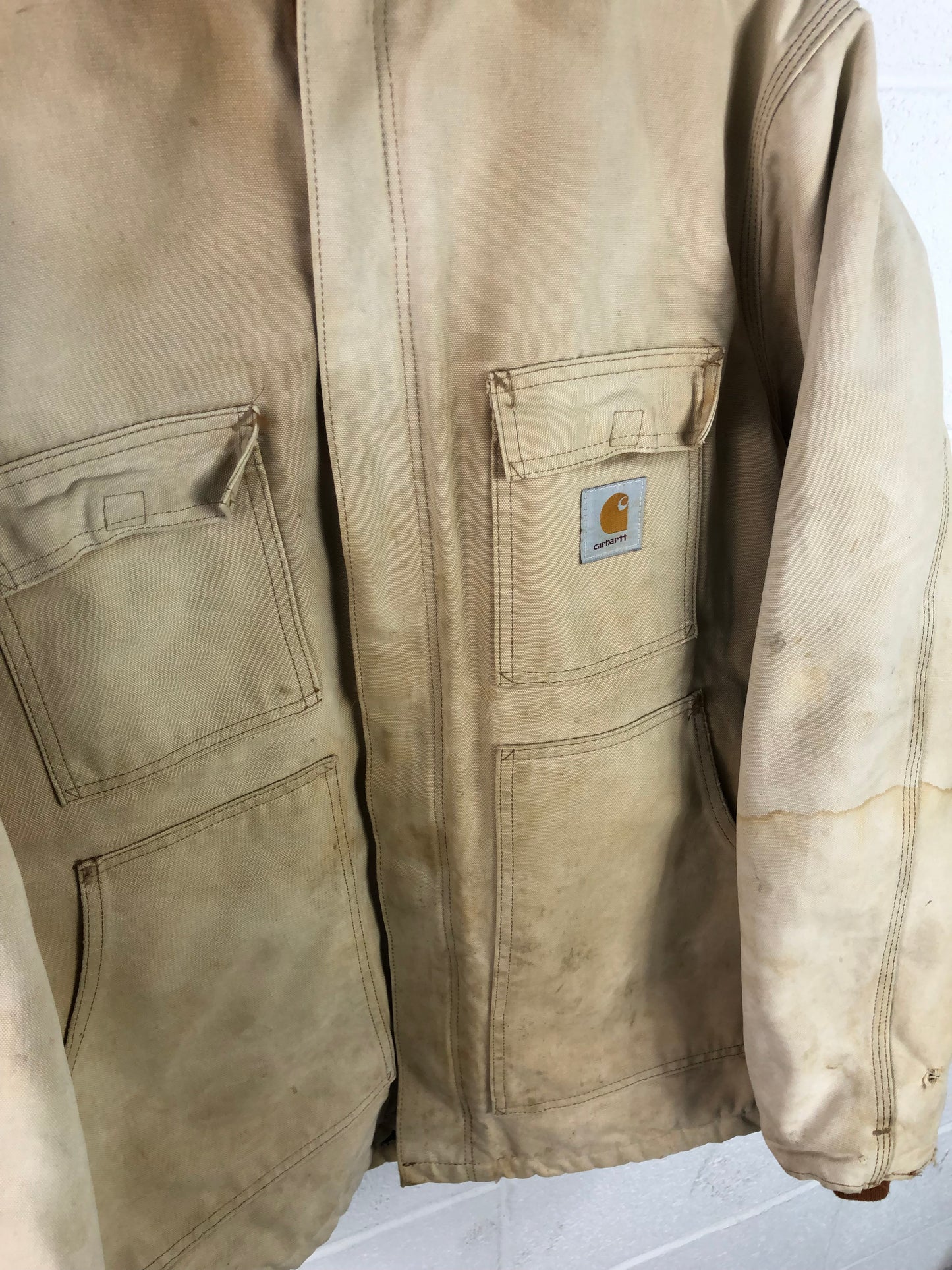 VTG Carhartt Tan Field Chore Jacket Sz XL CO4 BRN