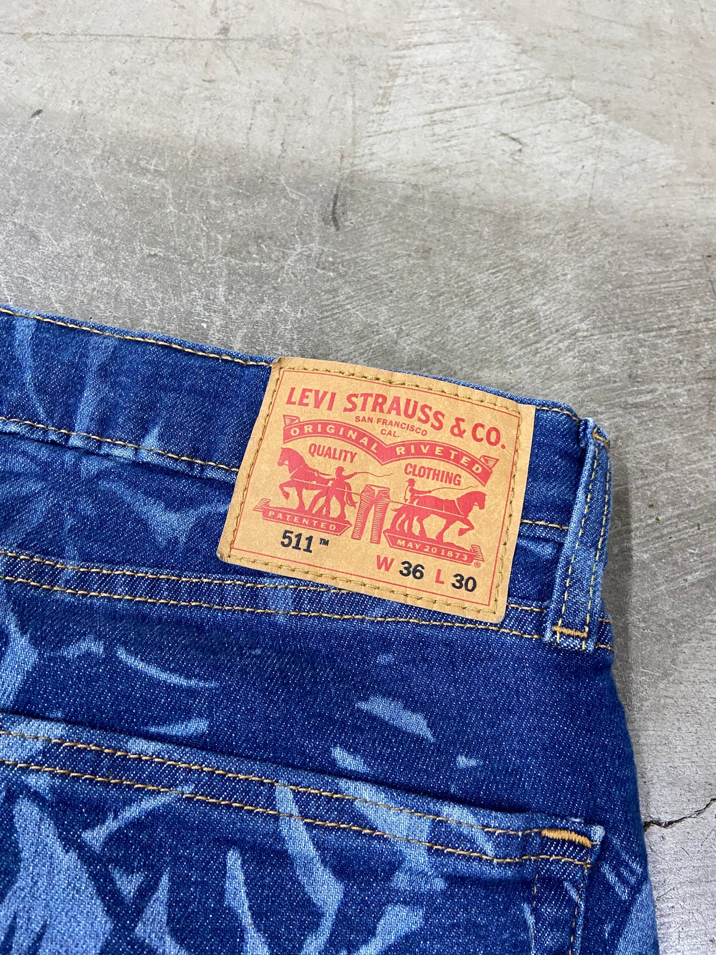 Preowned Levi's 511 Flora Pattern Jeans Sz36x30