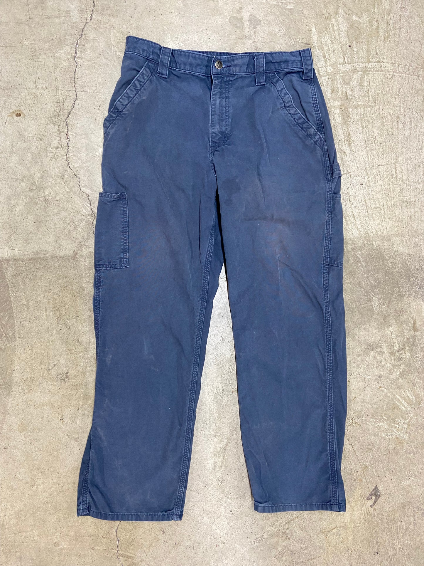 VTG Carhartt Navy Faded Work Pants Sz 34x30