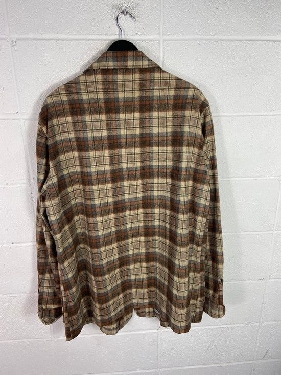 VTG Pendleton Plaid Wool Overshirt Sz L