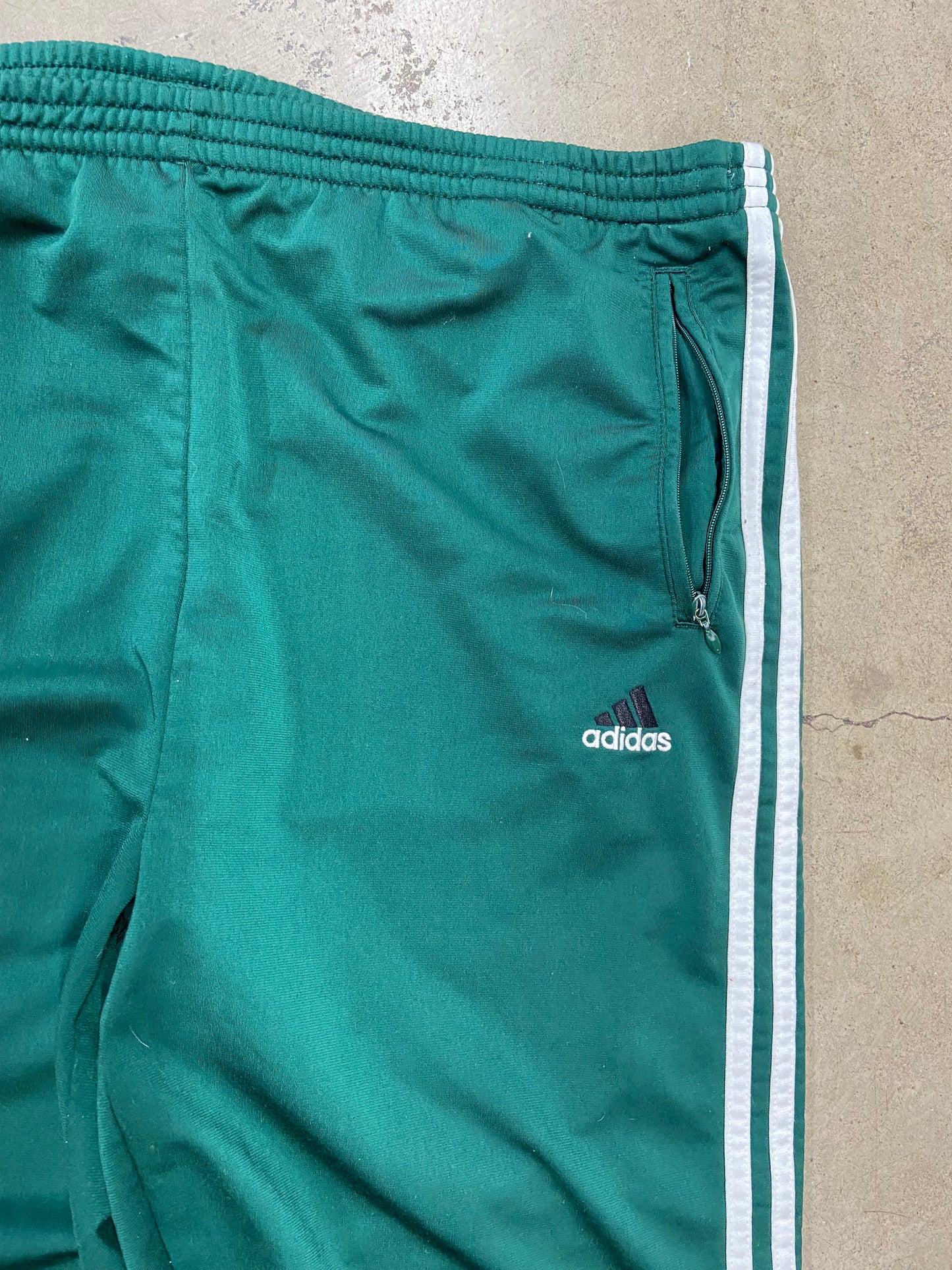 VTG Adidas Pine Green Tear Away 3-Stripe Sweatpants Sz 42