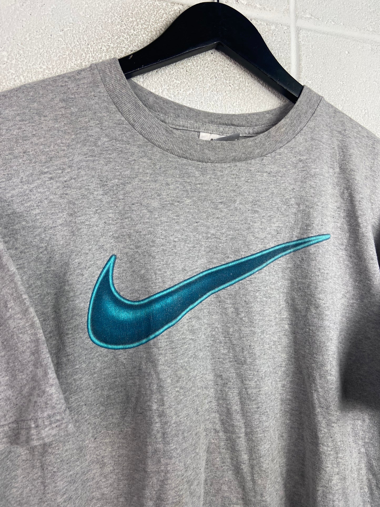 VTG Nike Grey/Teal Swoosh Tee Sz XL