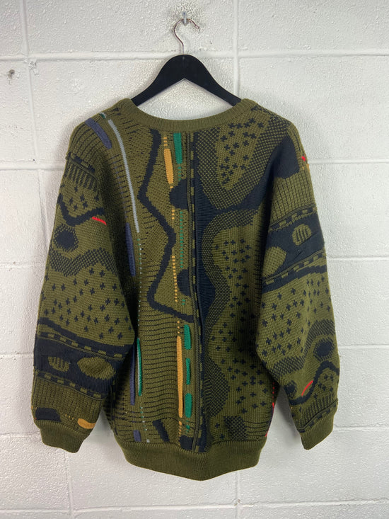 VTG Coogi Army Green Wool Sweater Sz L