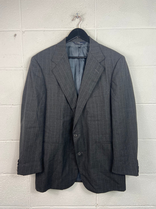 VTG Charcoal Pinstripe Polo Blazer Sz XL