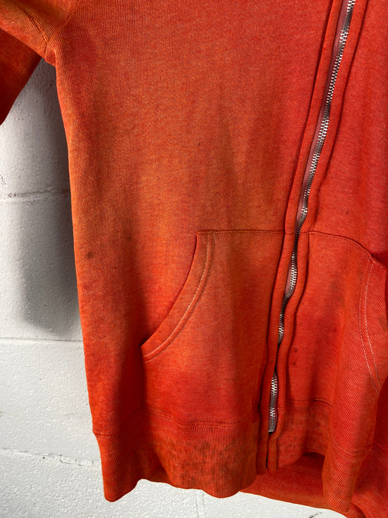 VTG Orange Faded 70's Zip Up Hoodie Sz M