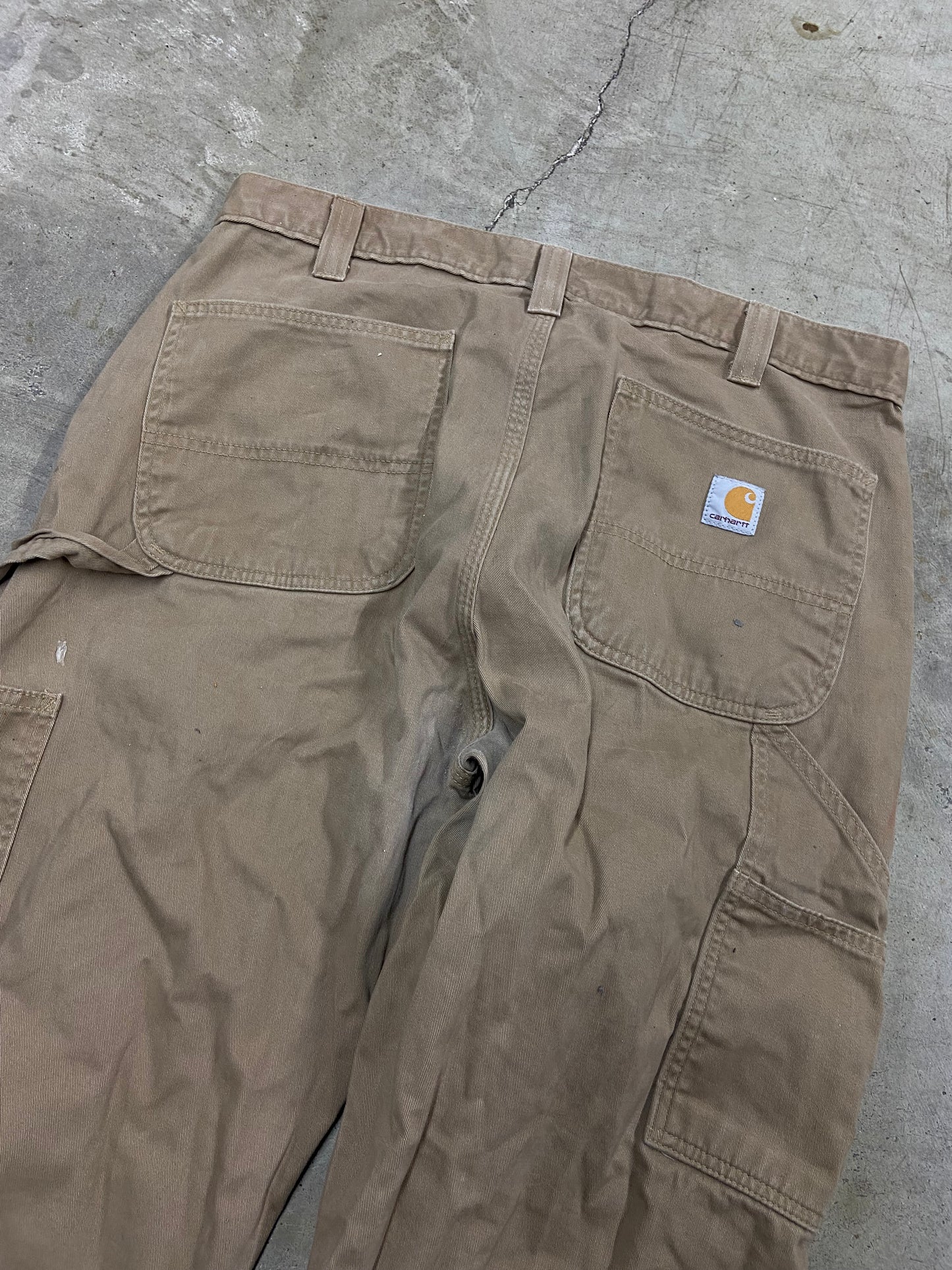 Y2K Carhartt Tan Distressed Carpenter Jeans Sz 35x34