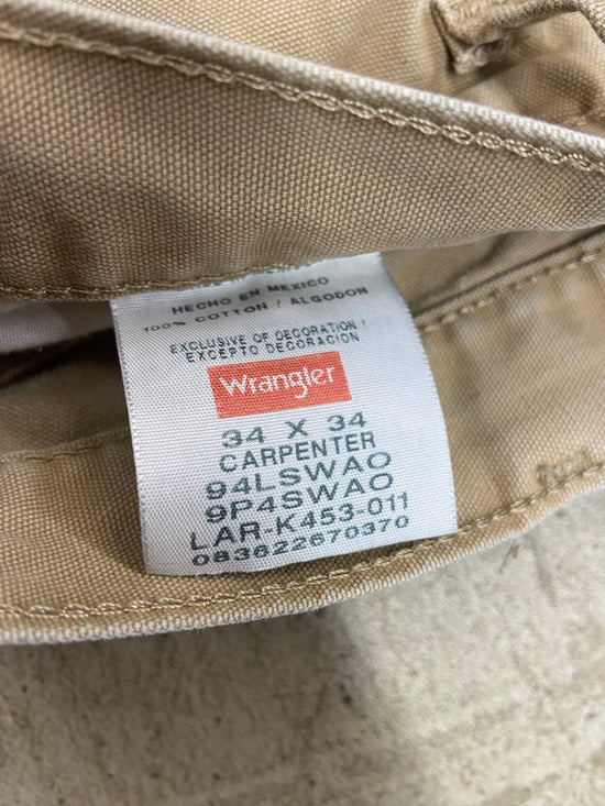 Y2K Wrangler Tan Straight Carpenter Jeans Sz 34x32