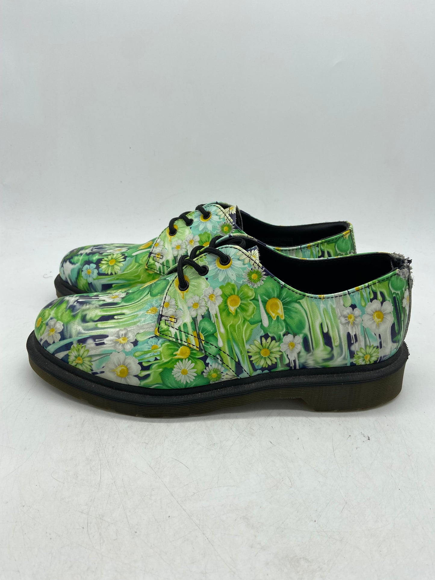 Preowned Wmns Dr. Martens 1461 Pascal Floral Drip Oxford Sz 8W/6.5M