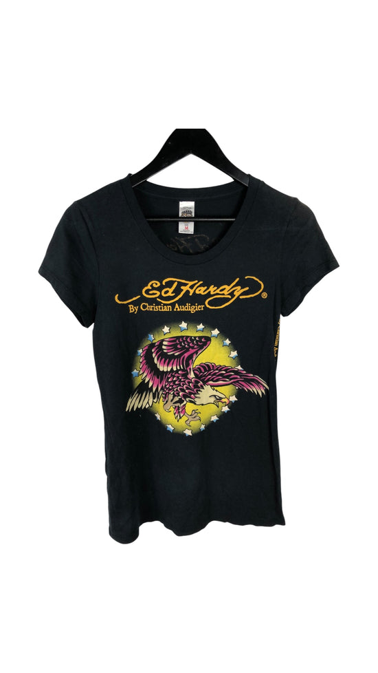 VTG Y2k Wmns Ed Hardy Eagle Graphic Tee Sz Wmns Med