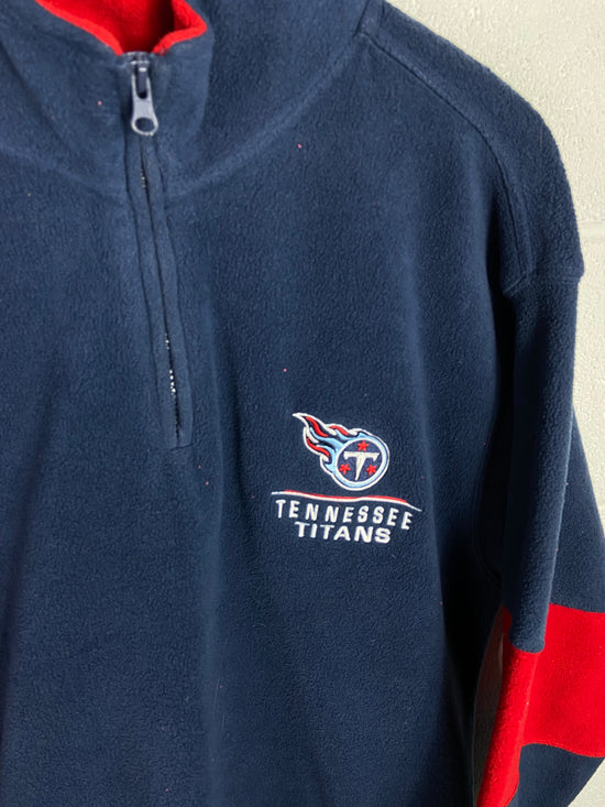 VTG Tennessee Titans Embroidered Quarter Zip Fleece Pullover Sz XL