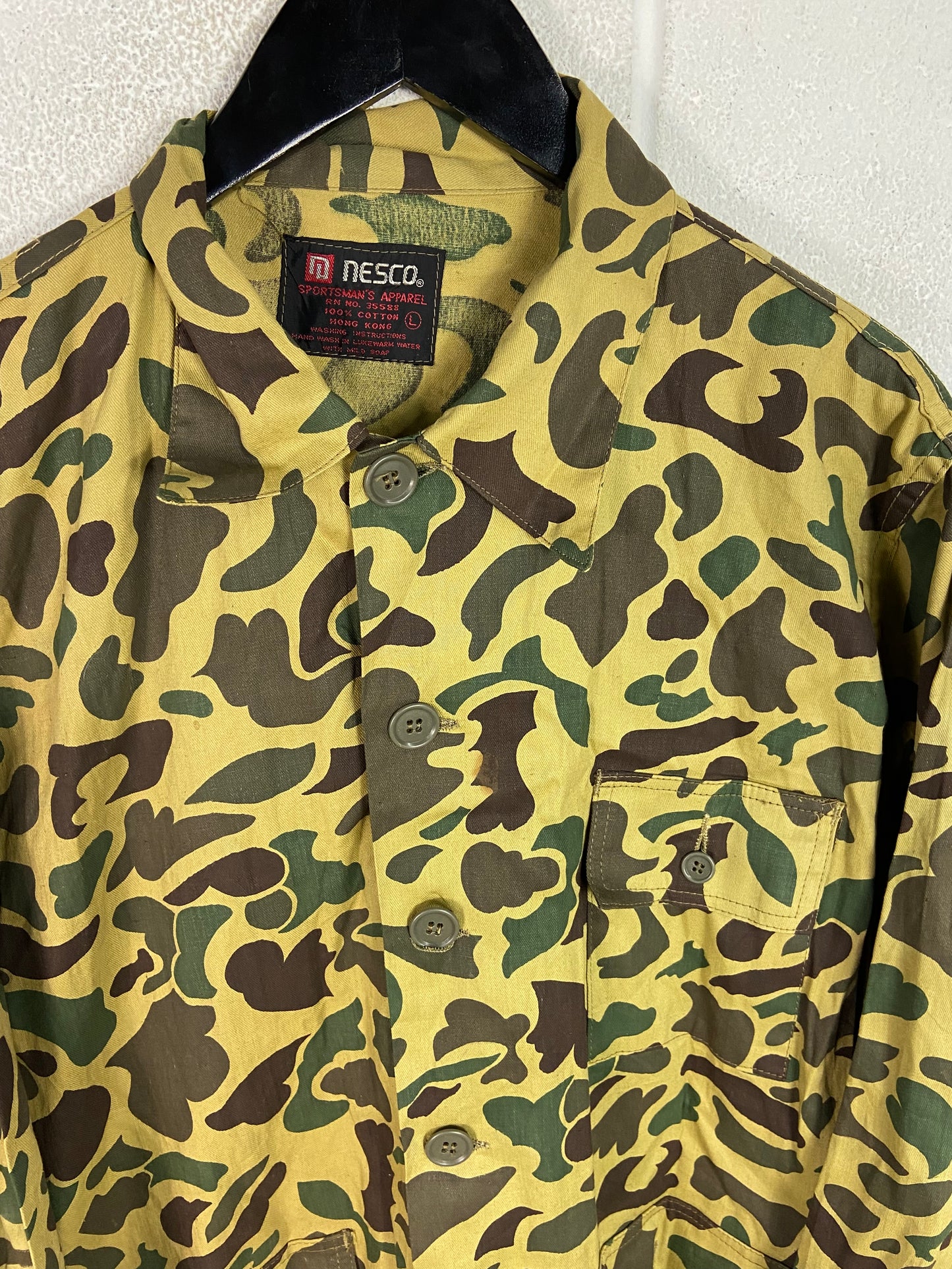 VTG Nesco Duck Camo Button Shirt Sz L