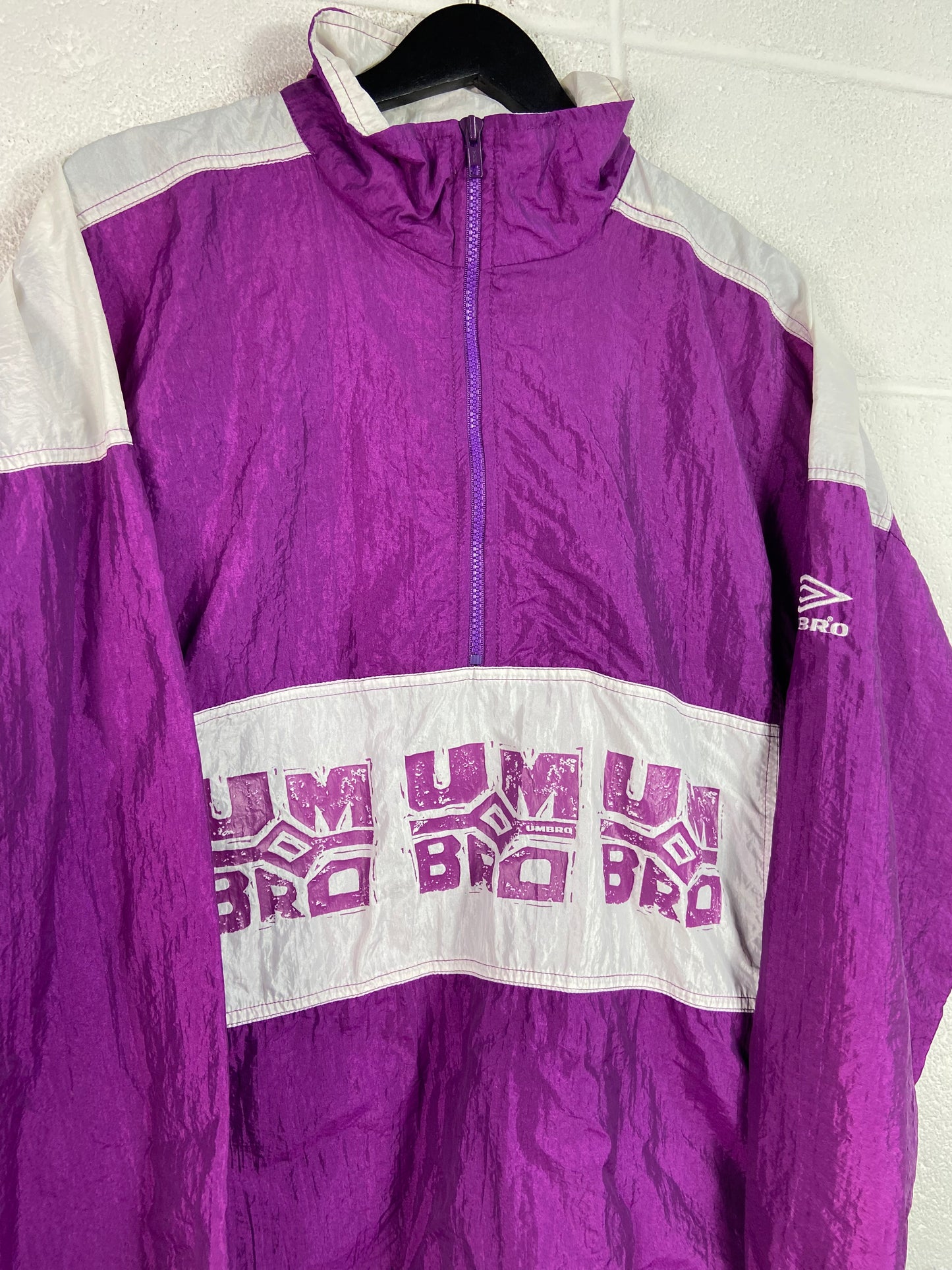 VTG Umbro Purple 1/2 Zip Windbreaker Jacket Sz M/L