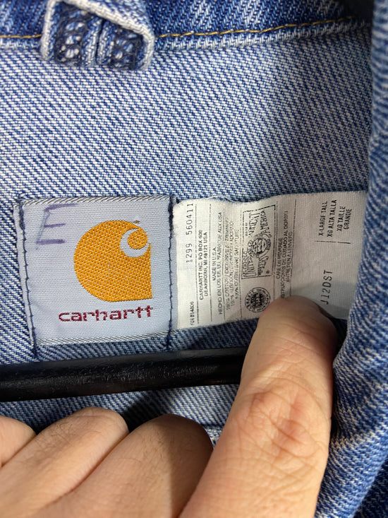 Y2K Carhartt Blue Denim Trucker Jacket Sz XL