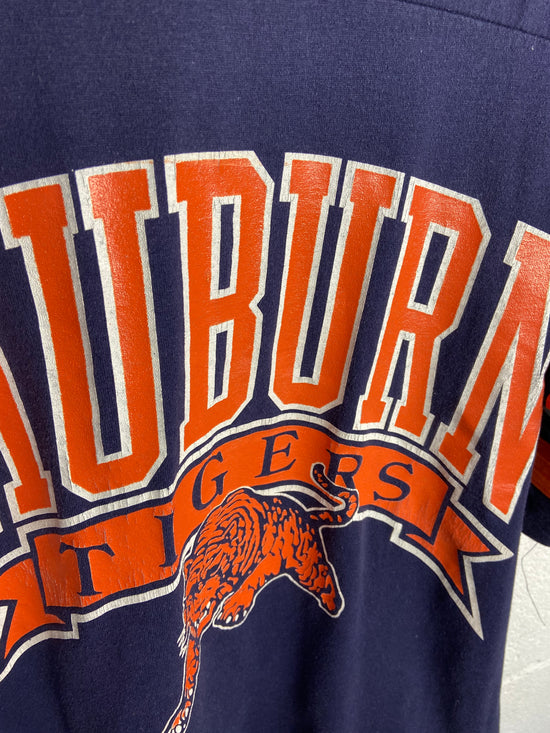 VTG 80s Auburn Tigers Graphic Jersey Style Tee Sz Med