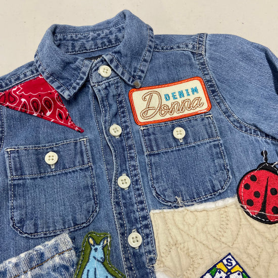 Toddler Denim Donna Hand Reworked Patchwork Jacket Sz 2T