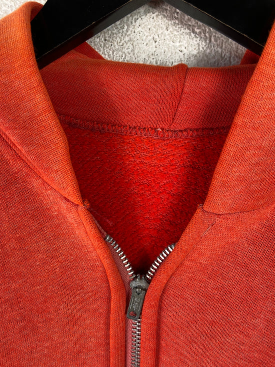 VTG Orange Faded 70's Zip Up Hoodie Sz M