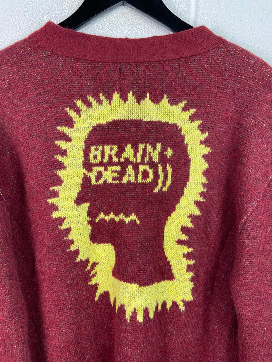 Brain Dead Sunshine Button Down Maroon Cardigan Sz XL