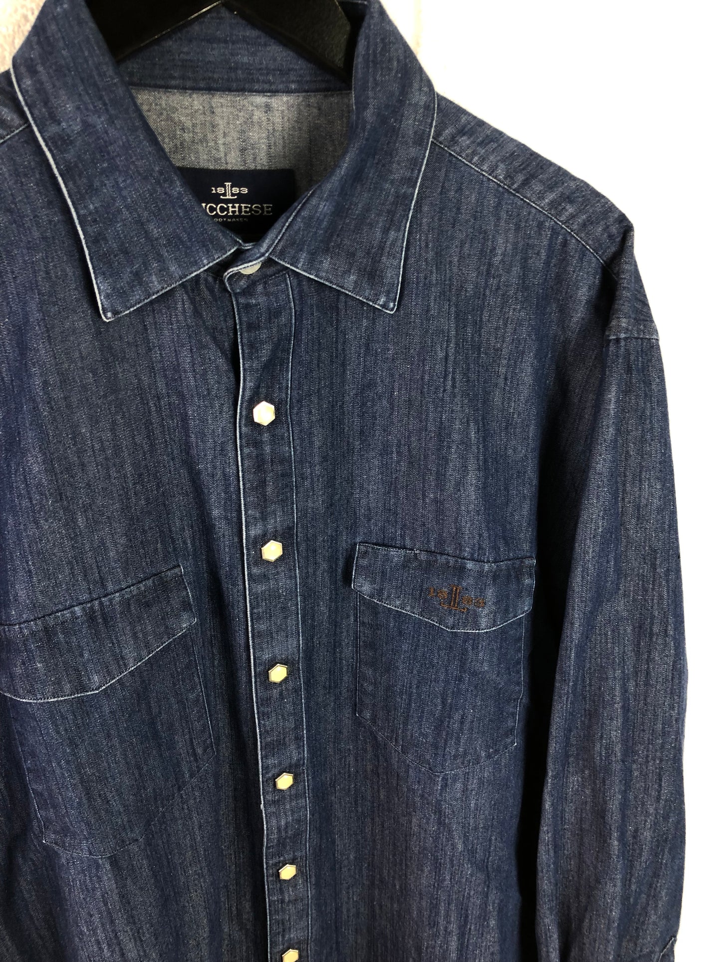 VTG Lucchese Denim Button Shirt Sz XL