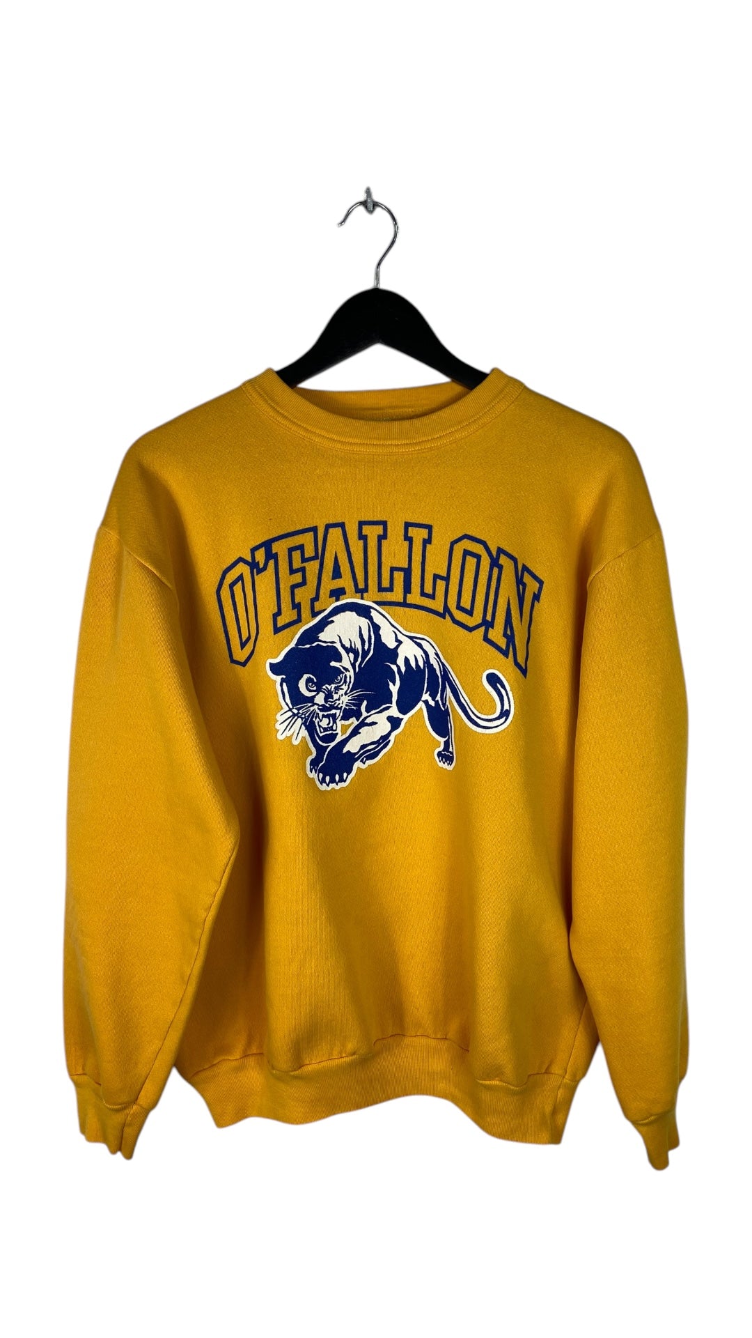 VTG O'Fallon Panthers 80's Yellow Crewneck Sz L