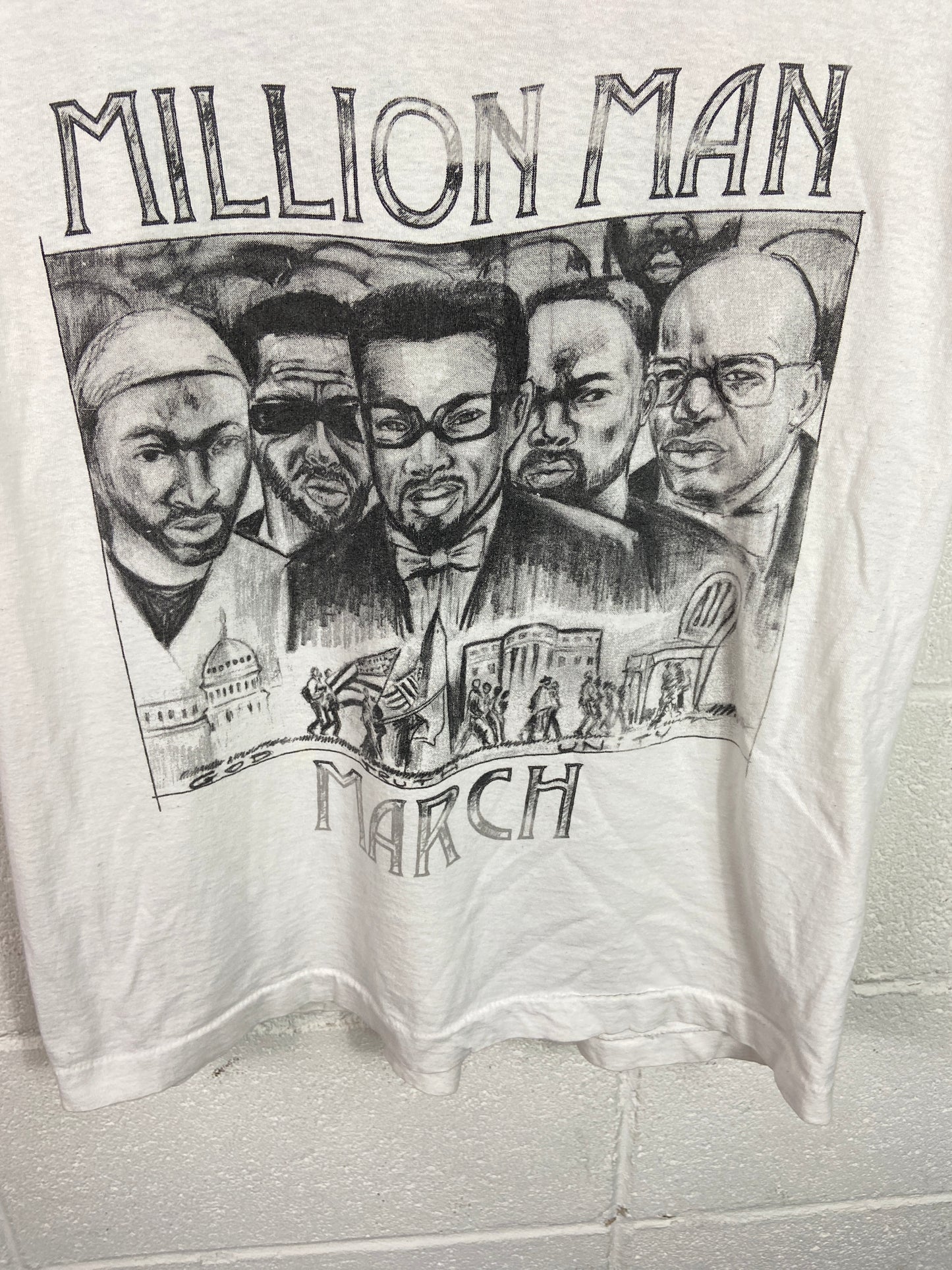 VTG Million Man March V Neck Tee Sz Med