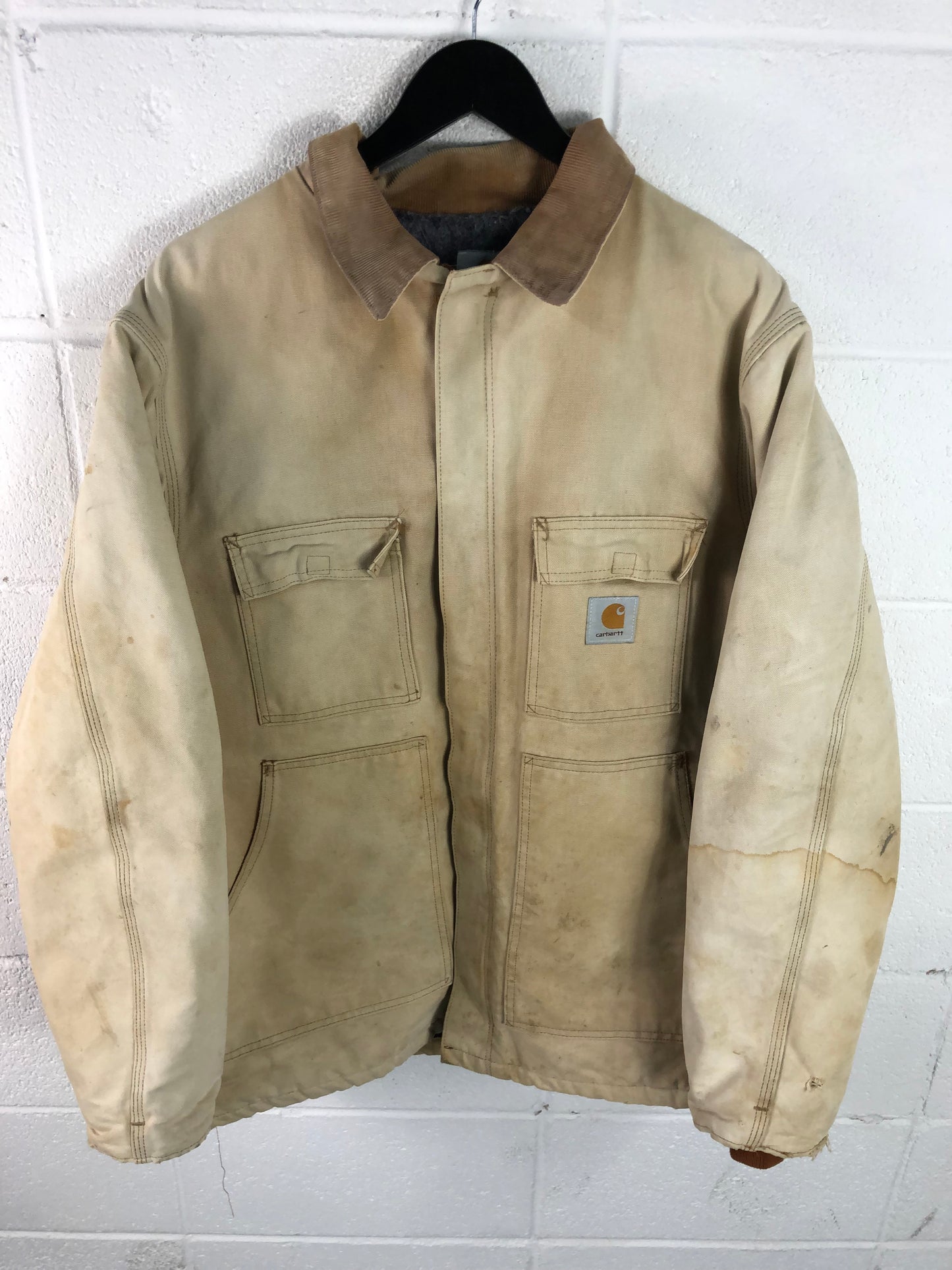 VTG Carhartt Tan Field Chore Jacket Sz XL CO4 BRN