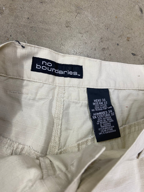 VTG Cream No Boundaries Zip Off Cargo Pants Sz 33x30