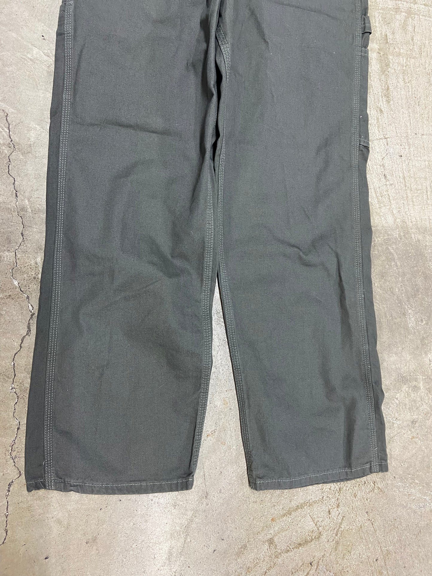 VTG Carhartt Dark Olive Loose Work Pants Sz 33x30