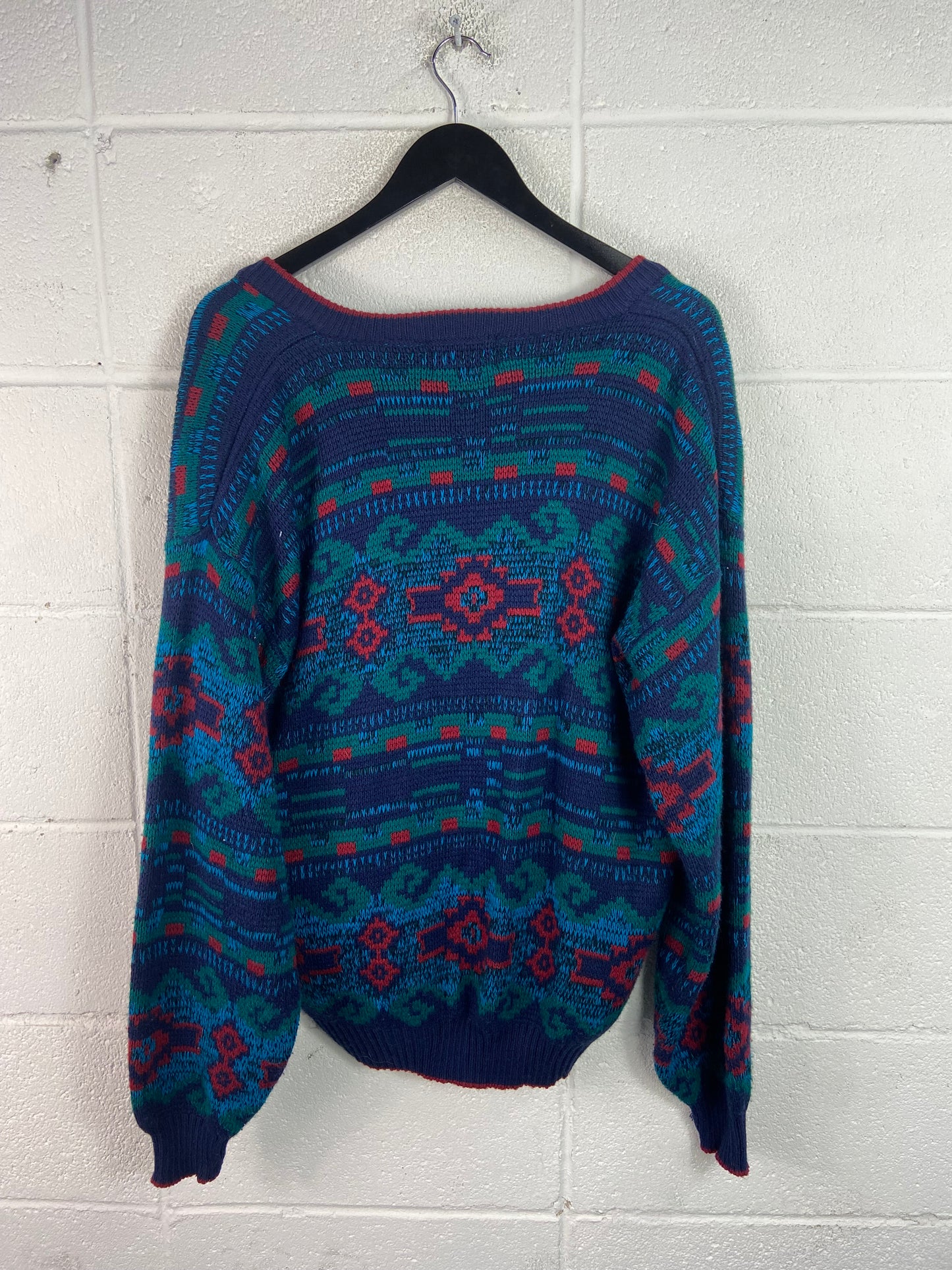 VTG Atlantic Traders Aztec Wool Cardigan Sz L