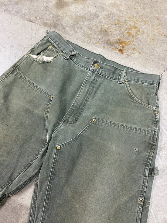 VTG Thrashed Walls Olive Double Knee Work Pants Sz 38x30