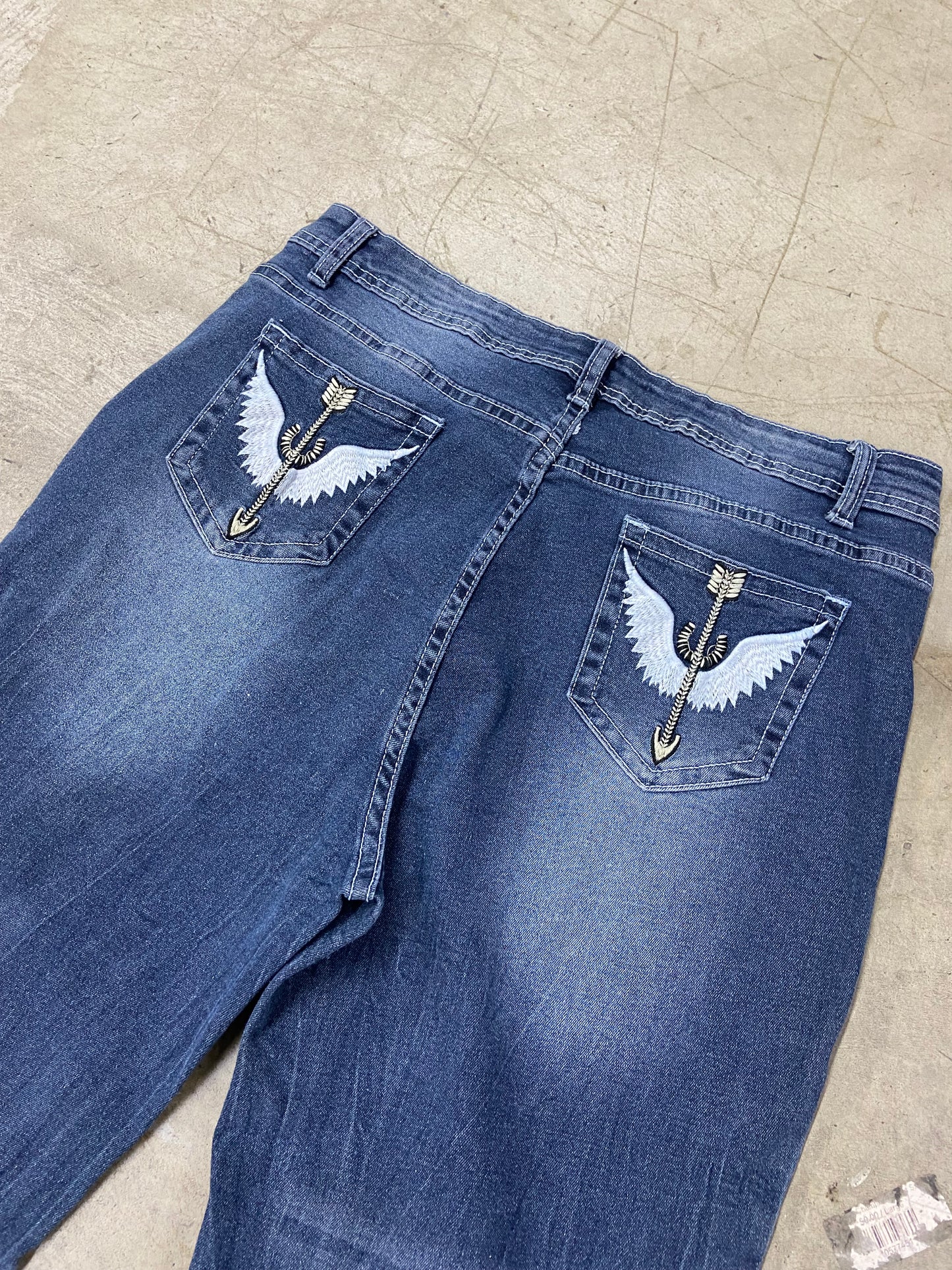 Y2K Icarus Arrow Women Denim Pants Sz 34x30