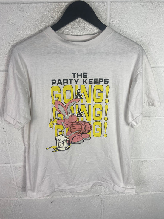 VTG Party Keeps Going Beer Energizer Bunny Tee Sz L