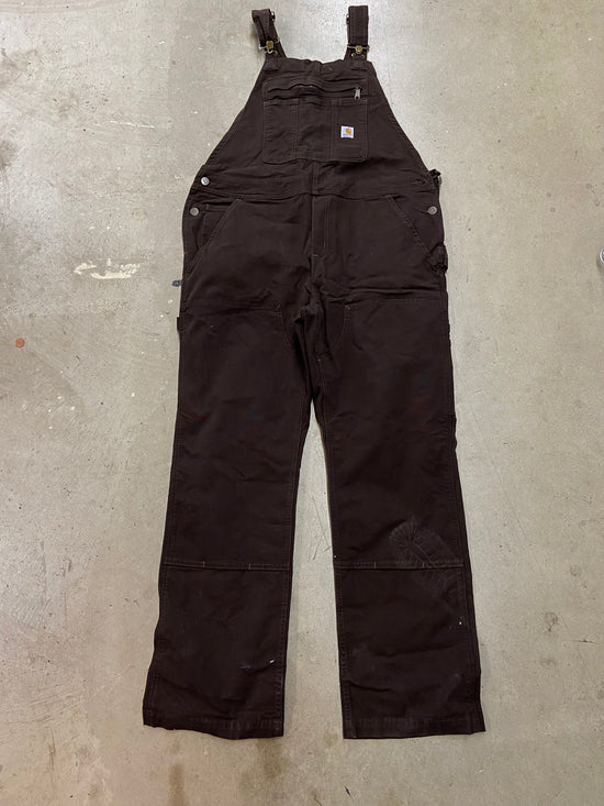 Wmns Carhartt Double Knee Brown Overalls Sz Wmns L