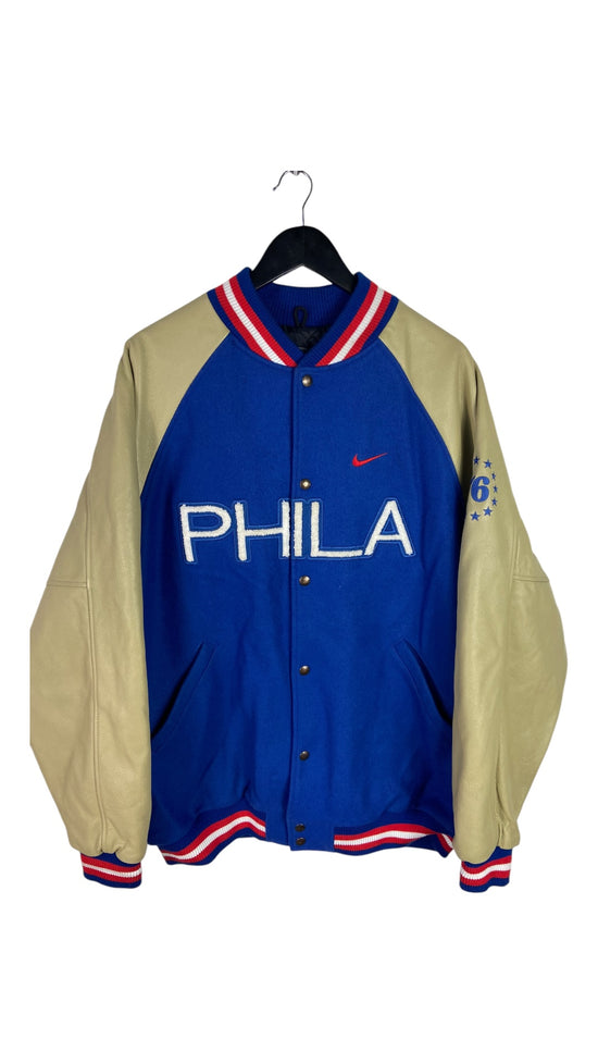 VTG Philadelphia 76ers Nike Varsity Jacket Sz XL