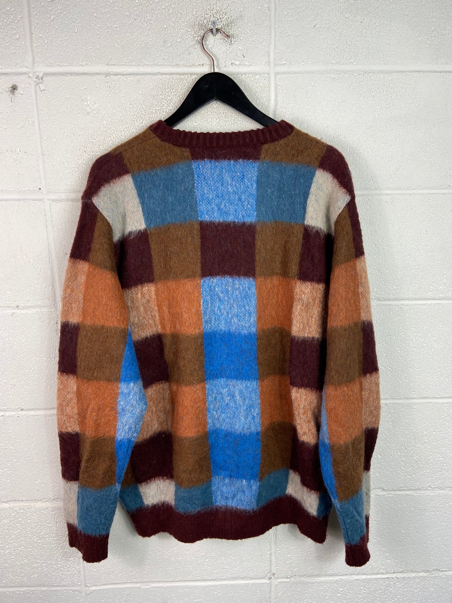 Awake NY Checkered Mohair Brown Sweater Sz XL