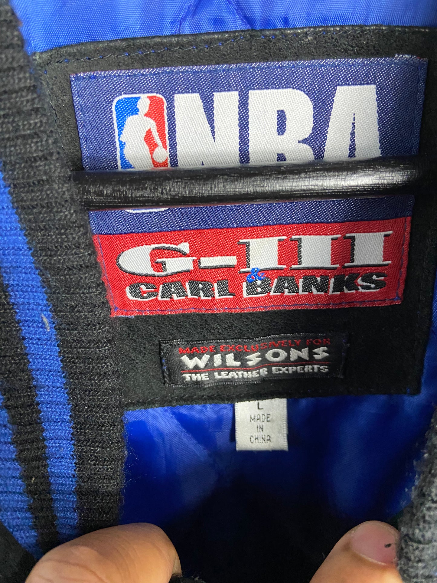 VTG New York Knicks G-3 Carl Banks Wilson Leather Suede Jacket Sz L