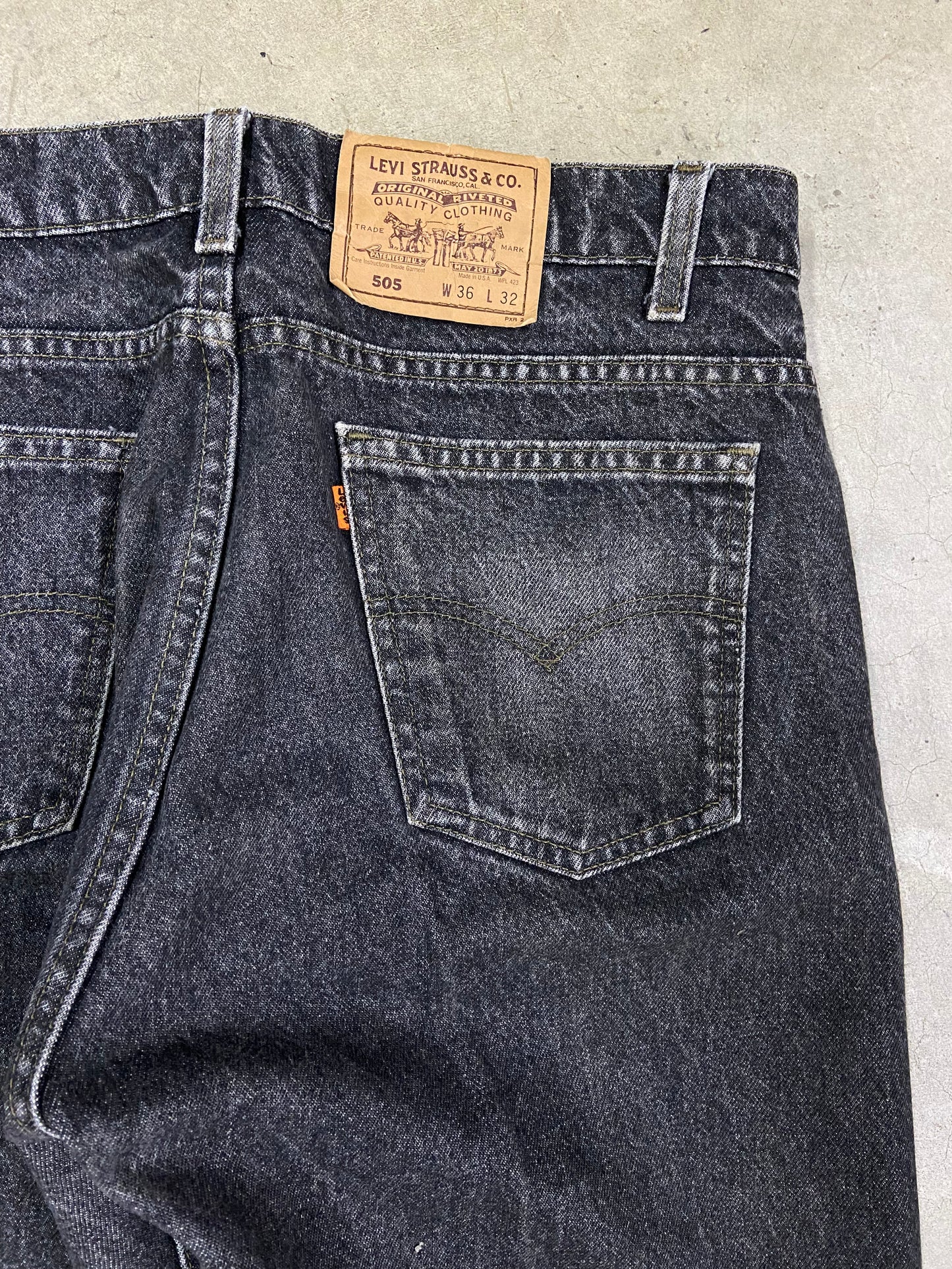 VTG Levi's Orange Tab 505 Black Denim Jeans Sz 36x32