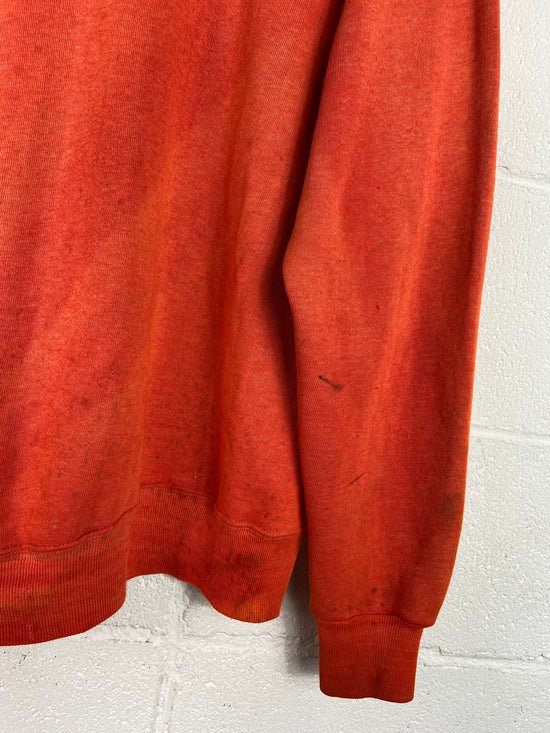 VTG Orange Faded 70's Zip Up Hoodie Sz M