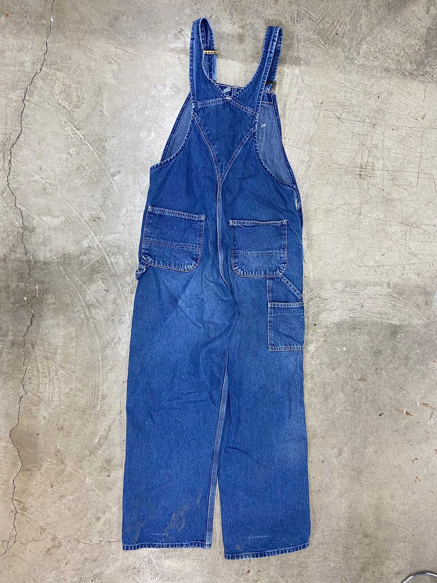 VTG Carhartt Blue Denim Overalls Sz 34x30