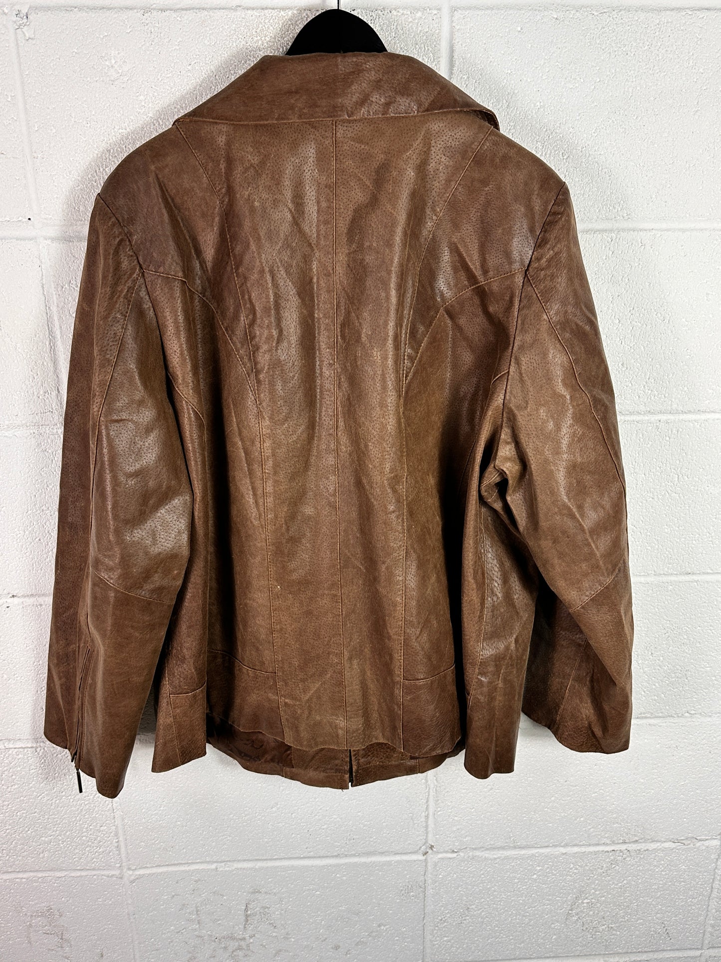 VTG Brown Leather Fitted Jacket Sz XL