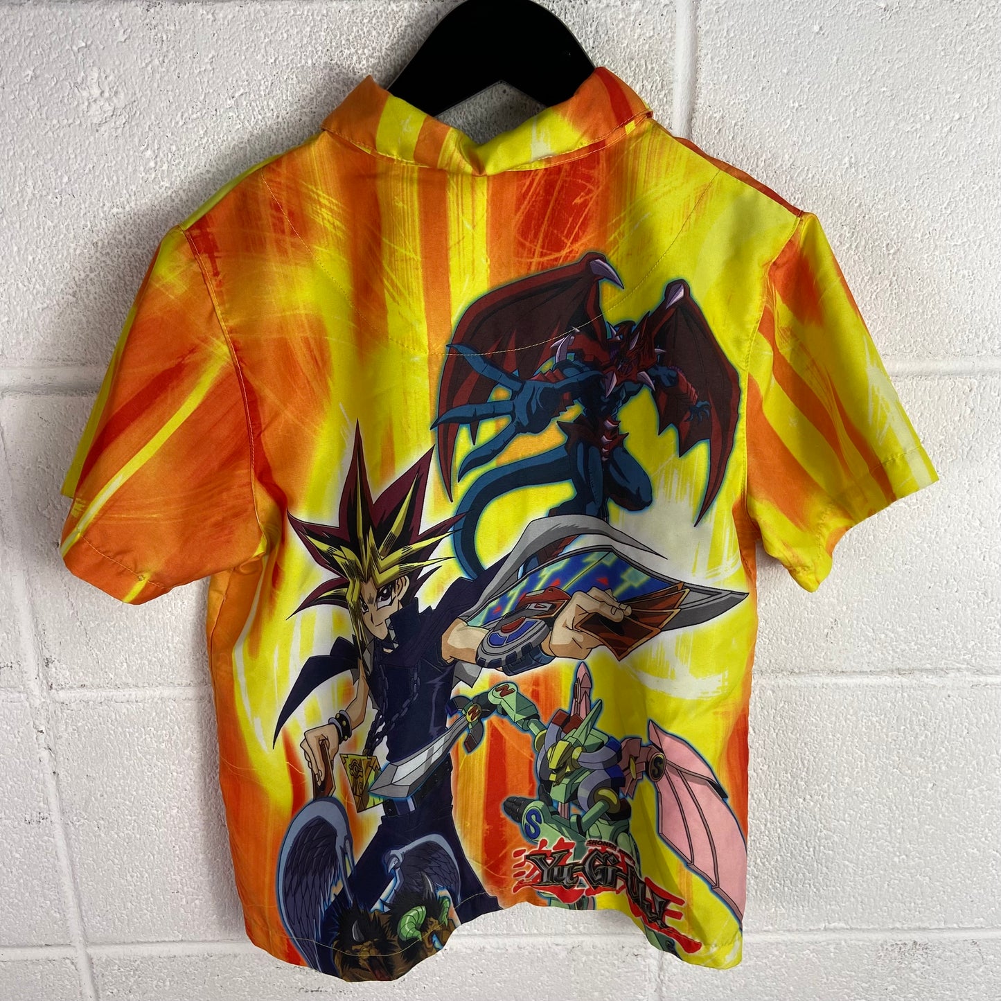 VTG Kids Y2K Yugioh Graphic Button Shirt Sz Yth Small