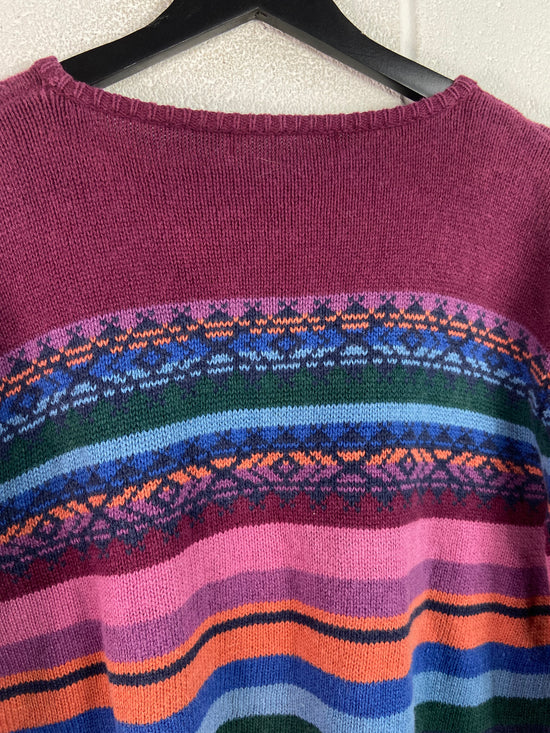 VTG Purple Aztec Knit Sweater Sz S