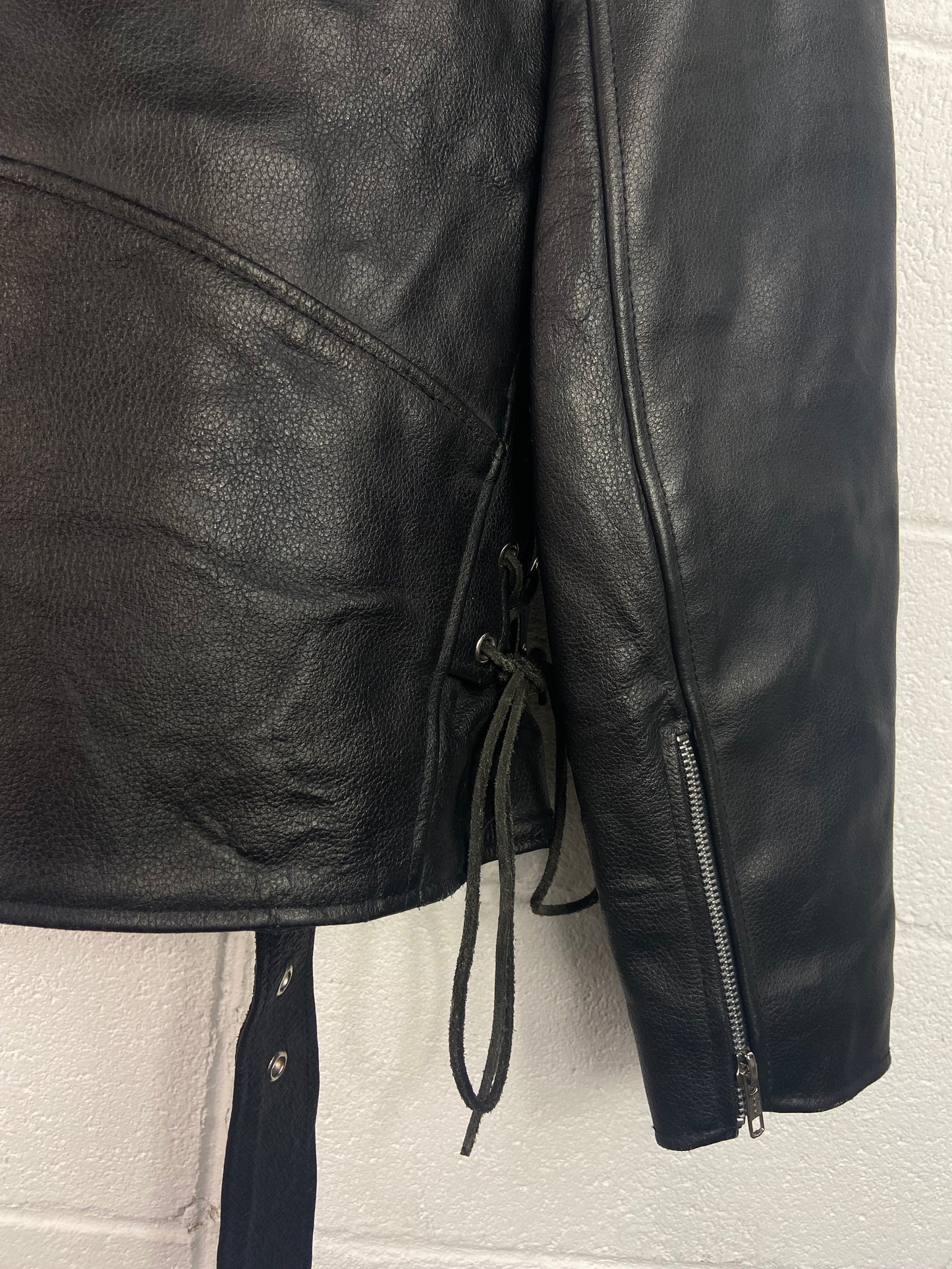 VTG Black Leather Heavy Biker Jacket Sz XL