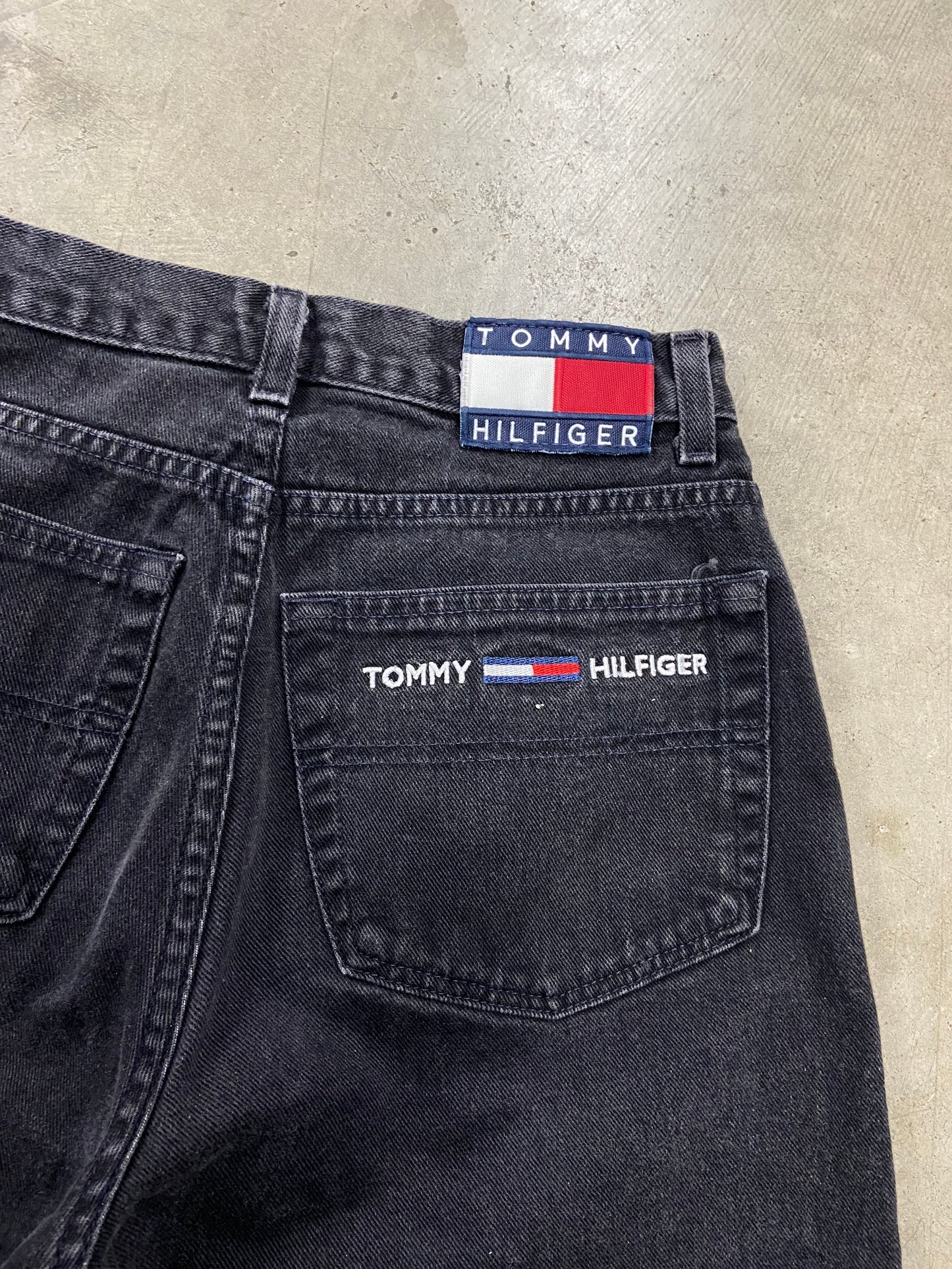 VTG Tommy Hilfiger Black Denim Jorts Sz 30