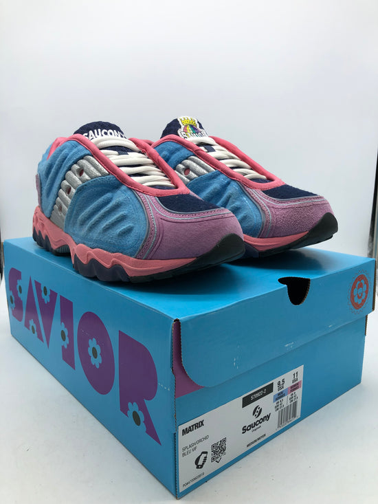 Preowned Saucony Matrix Jae Tips No Shoes In The House Blue Pink Sz 9.5M/11W