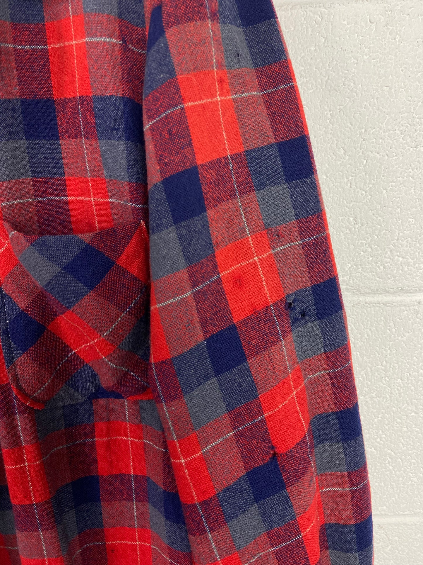 VTG Thrashed 60's Wool Red Chore Flannel Shirt Sz L