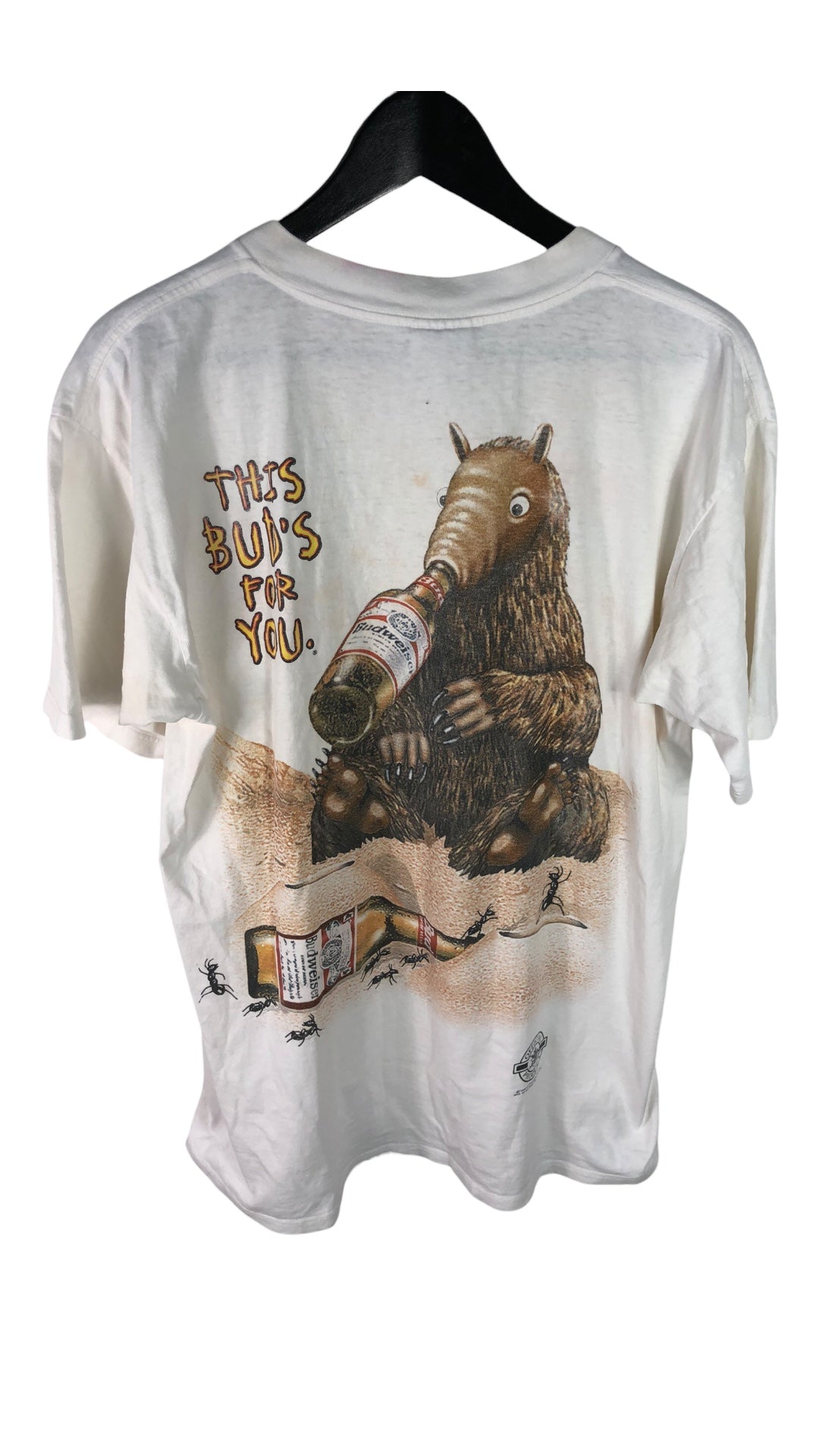 VTG Thrashed Budweiser Anteater Graphic Tee sz L