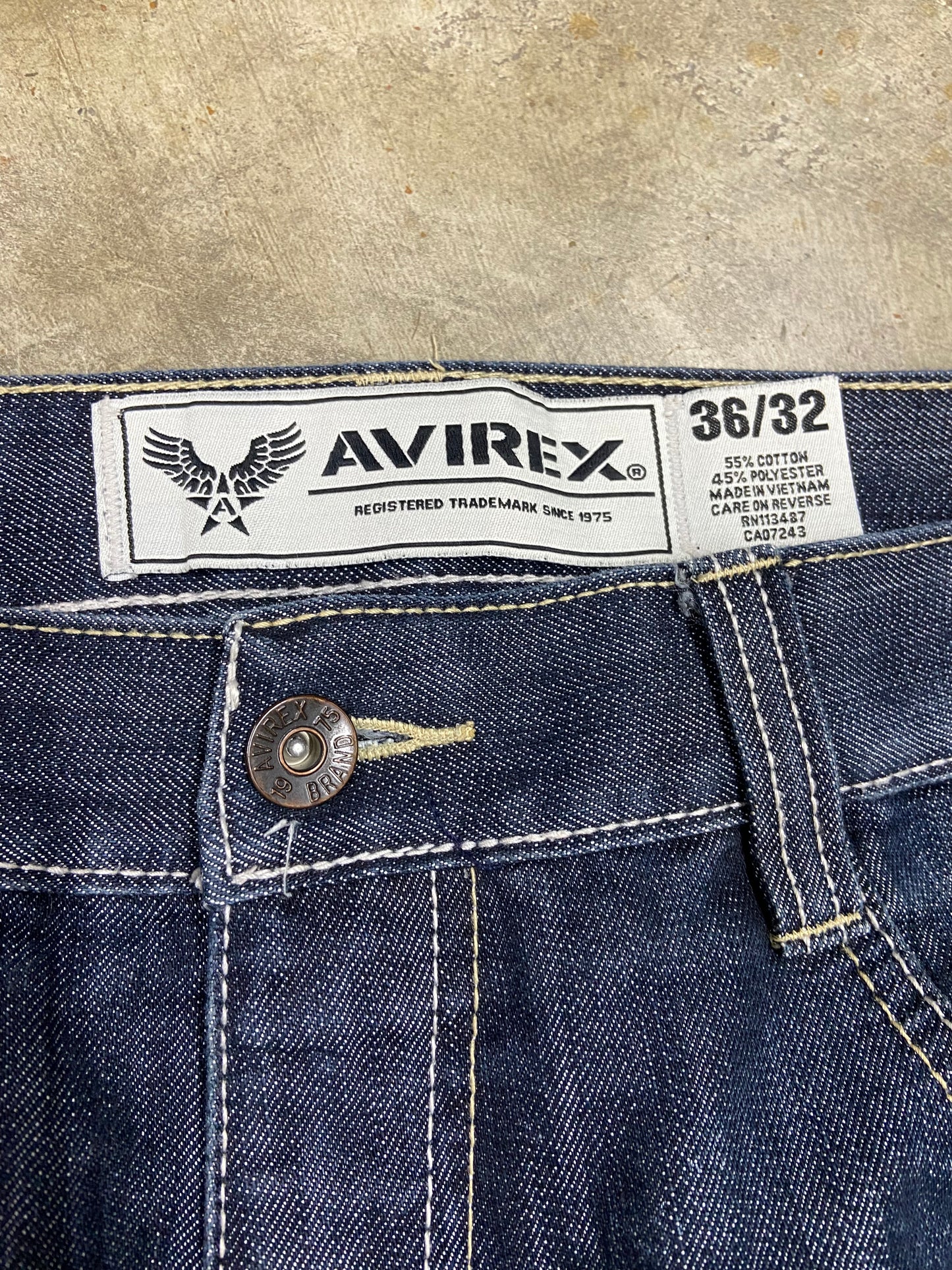 Y2K Avirex Dark Wash Baggy Jeans Sz 38x32