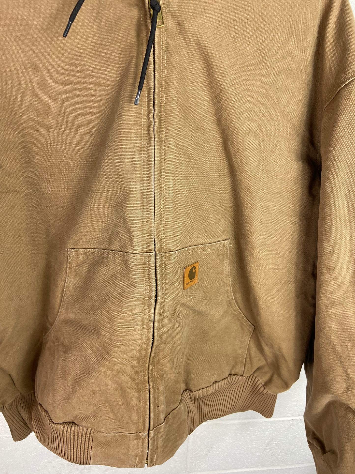 Carhartt light Brown Duck Canvas Hooded Work Jacket Sz XXL