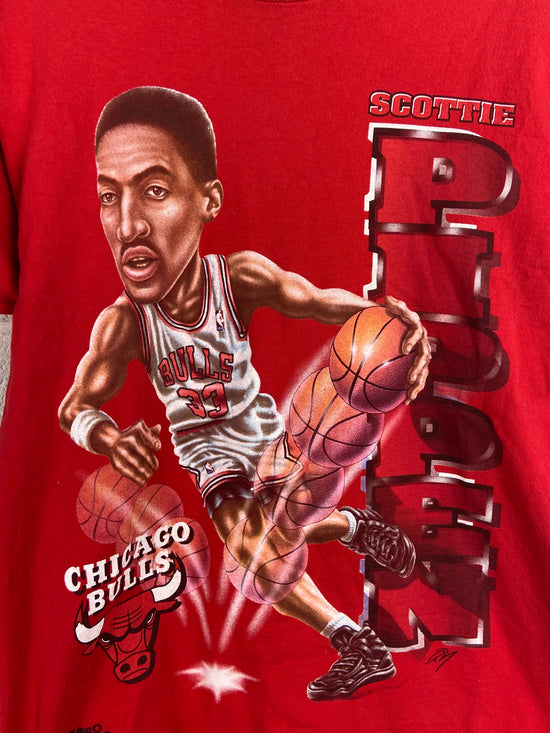 VTG Chicago Bulls Scottie Pippen Caricature Tee Sz L